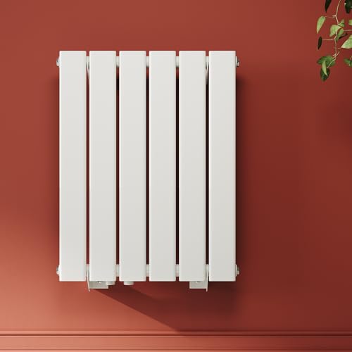 SONNI Design Heizkörper 600x465mm Weiß, Einlagig Heizkörper flach und klein für Badezimmer, vertikaler Badheizkörper flach Paneelheizkörper für Bad Flachheizkörper mit Seitenanschluss