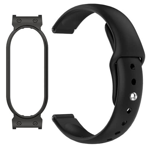 Chofit Intended for PLAUD Ai Notepin Wristband with Metal Case Connector 12mm Silicone Bands,Adjustable Lightweight Strap with Protective Coverfor PLAUD Notepin Ai (Black)