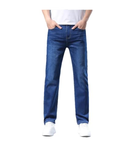 Men's Summer Loose Straight Casual Pants Elastic Waist Versatile Classic Fashion Denim Jeans