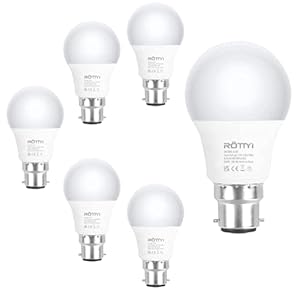 ROTTYI B22 Bayonet Light Bulbs 60W Equivalent, Cool White 6500K Daylight Bulbs, 8W 880LM LED Bulb, BC A60 GLS Energy…