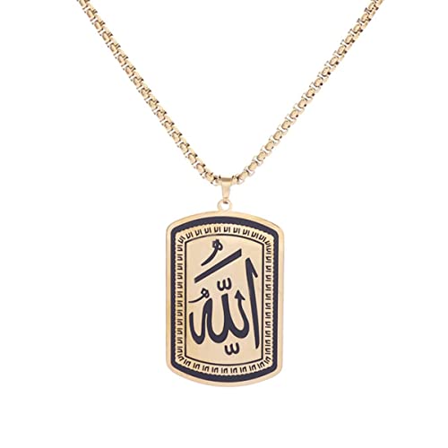 YAHOYA Fashion Street Personalidad Joyería Corrosión Vacuum Plating Collar W Icon Rectangular ARC Pendant Collar de Acero Inoxidable