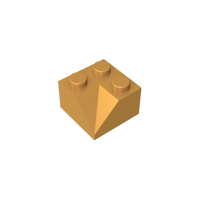 XYEIUGO 3046 Slope Brick 2x2 45° Sloped Concave Roof Tile, 50 PCS, Pearl Gold, 50 Pieces
