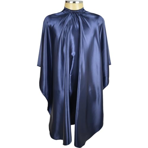 Capa de Corte para Cabeleireiro, Barbeiro em Cetim (Azul Marinho)