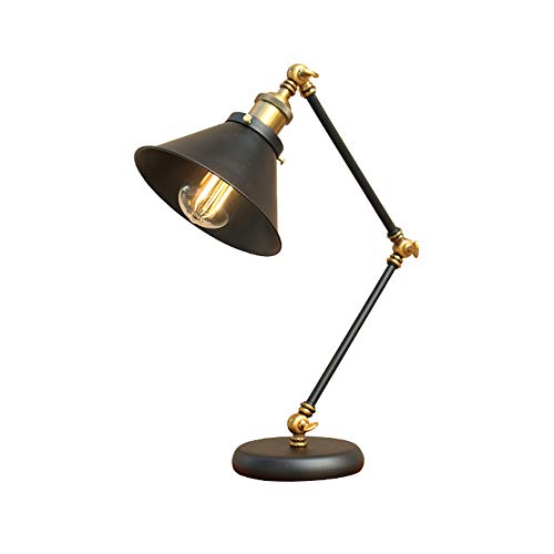 CHEYAL Lighting Industriel Vintage Lampe De Bureau Creative Bras Long Lecture Table Lampe Noir Fer Lampe De Lecture Lampe de Table pour Bureau Chambre Étude LivingE27