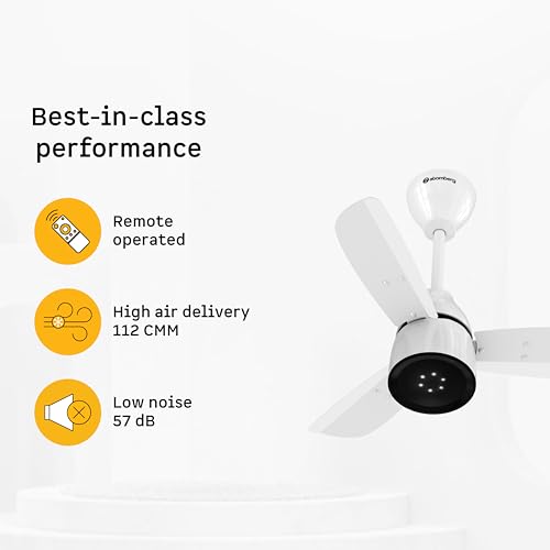 Image of atomberg Renesa Enzel 600mm BLDC Ceiling Fan with Remote | BEE 5 star | High Air Delivery | LED Speed Indicator | Low Noise | Sleek Design | Power Saving | 3 Year Warranty | Gloss White