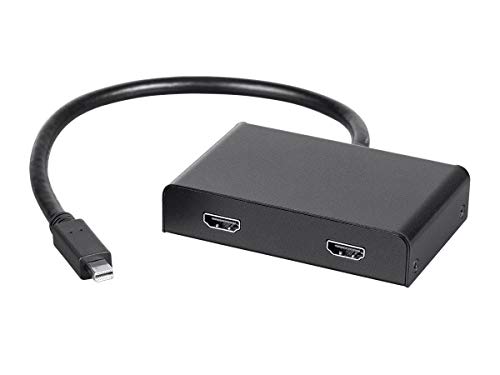 Monoprice 2-Port Mini DisplayPort 1.2 to HDMI Multi-Stream Transport (MST) Hub, Mini DP to HDMI