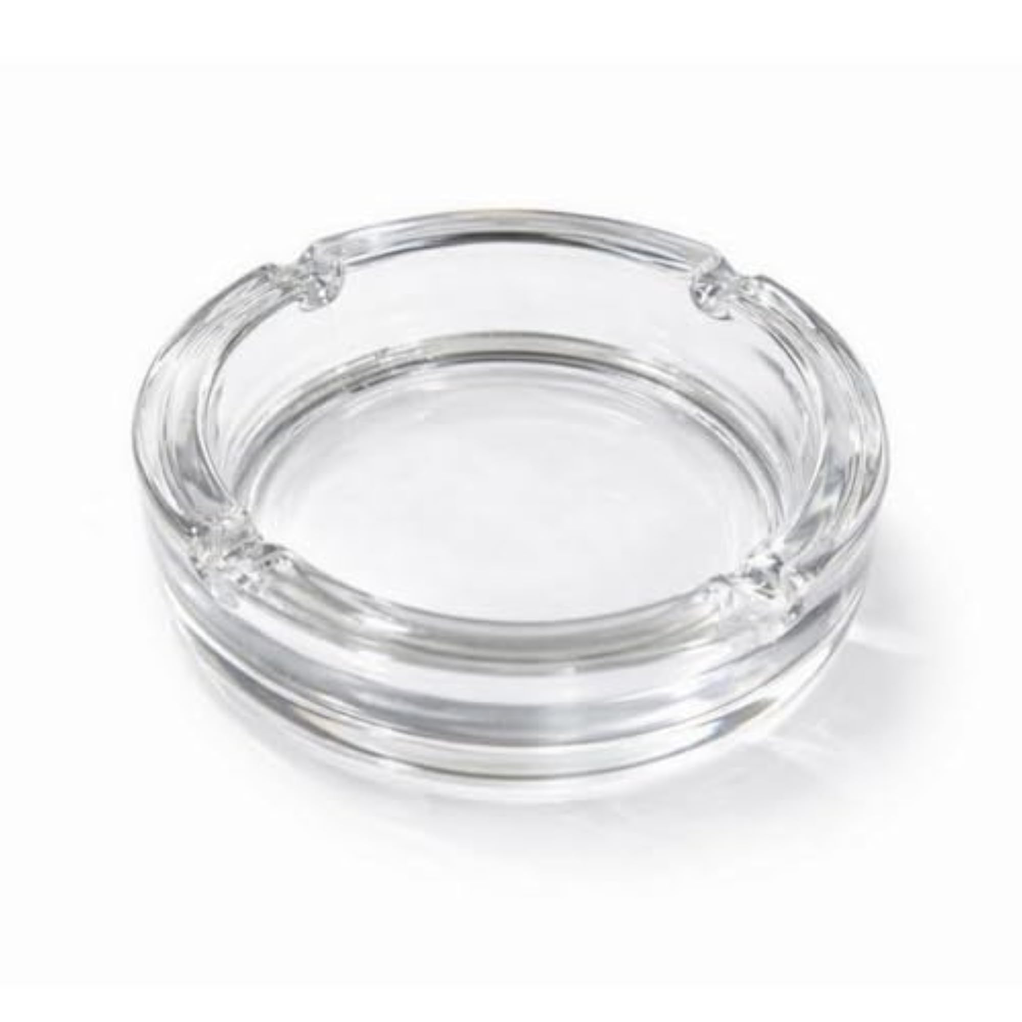 Crystal Clear Glass Ashtray, Heavy Thick Round Design
