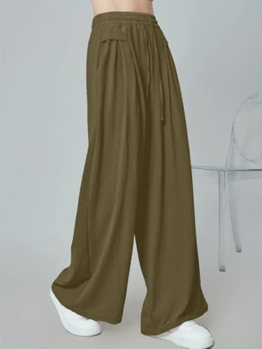 Image of GRECIILOOKS High Waist Polycotton Trousers for Women - Flared Parachute Pants with Side Pockets | Casual Travel Cargo Pants (Available in Plus Size and Value Pack)
