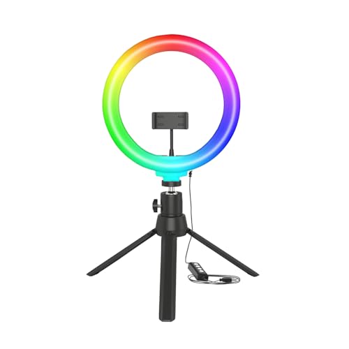Amazon Basics 12-inch RGB Ring Light with Mini Tripod Stand | 18 RGB Colour Patterns | Dimmable Lighting for YouTube, Photoshoot, Video, Livestreaming, Makeup & Vlogging