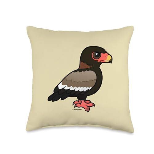 Cute Cartoon Bateleur Birdorable Raptor Species Bird of Prey Throw Pillow