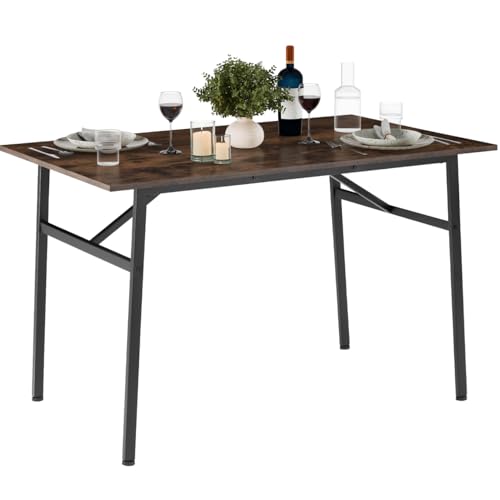 TecTake® Mesa Comedor Industrial, Rectangular, Madera y Acero, Estilo Industrial, Pies Ajustables, Muebles de Salon, Mesa Cocina - 120 x 75 x 76 cm Madera Industrial Oscura, Rústica