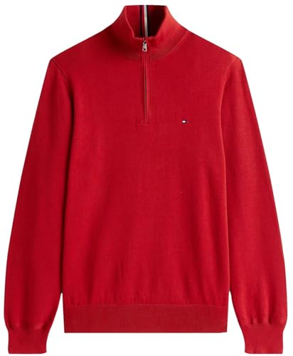 Tommy Hilfiger Mens 1/4 Zip Pullover Sweater DarkMagma L