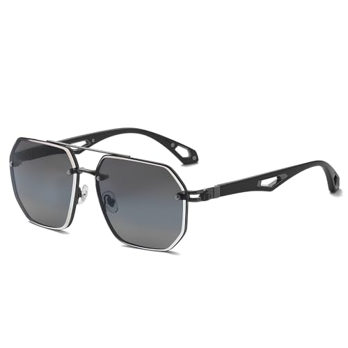 Image of THE MEN THING Men Octogonal 2101 AERO HEX HD Polarized Sunglasses - UV400 Protection, Stainless Steel Frame