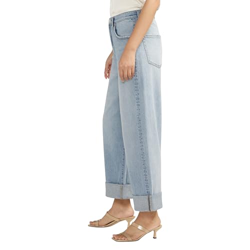 Silver Jeans Co. Women's Baggy Mid Rise Wide Leg Cropped Jeans-Legacy2
