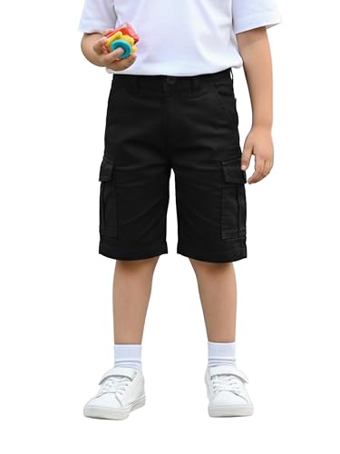 Image of KiddoPanti Boys Knee Length Cargo Denim Shorts with Flap Pockets & Button Closure Casual Wear