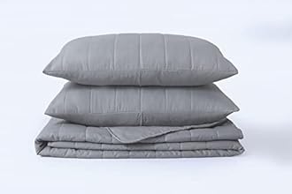 Quilted Bedspreads King Size Tram Lines Pattern - 3Pcs Grey Quilted Throw Set 240x260cm Soft Microfiber Lightweight Coverlet with 2 Pillowcases 50x75cm for All-Season (Grey, King)