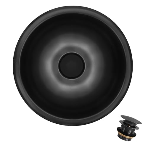 Image of Black RV Kitchen Sink,13 inch x 13 inch Stainless Steel Bar Sink,13 Inch Small Kitchen Sinks with Oval Features for Bathroom,Outdoor,RV and Bar, Included with Kitchen Sinks Drain Assembly