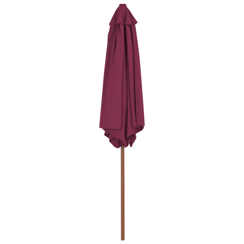 Homgoday Sombrilla de jardín con Palo de Madera Rojo Burdeos 300 cm Sombrilla de Jardín,Protección UV Sombrilla Jardín Grande Orientable Jardín Parasol Balcón