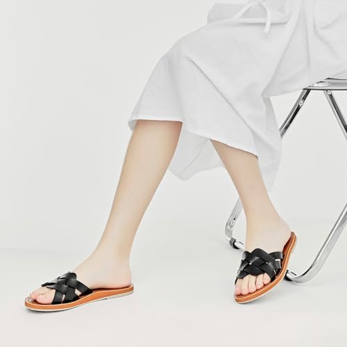 Ataiwee Women's Flat Slide Sandals - Memory Foam Insole for Comfort, Easy to Match with Dresses & Jeans, Summer Casual Walking Shoes. 5