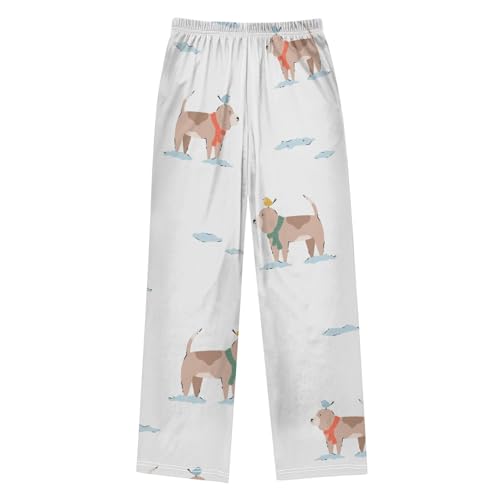 Dog and Bird Boys Pants Boys Athletic Pants Long Pant for Boy with Pockets Wide-Leg Size 6-14Y2