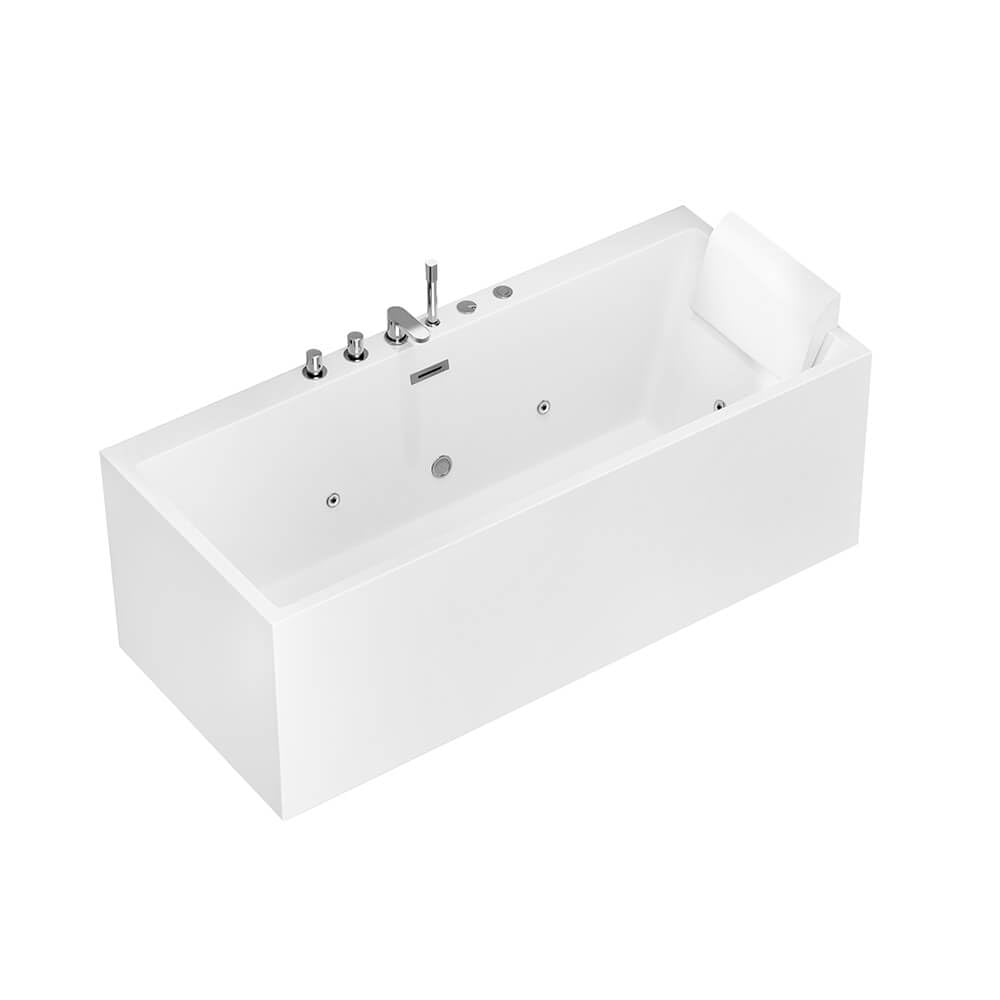 Home Deluxe Bañera con función hidromasaje AMBER - 170 x 58 x 80 cm I Bañera acrílica, spa, bañera de lujo, baño, cuarto de baño, chorros de masaje, esquina hidromasaje, exenta, iluminación LED, dos