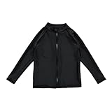 [Pneito] ラッシュガード 水着 キッズ 男の子 女の子 スクール水着 子供ラッシュガード 長袖 フードなし uvカット 冷感 速乾 無地 水陸両用 水泳 学校用 120~160cm (150, ブラック)