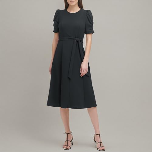 Image of DKNY Women's Jewel Neck Scuba Crepe Dress