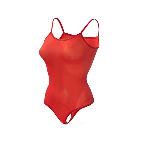 Magi Body Damen | Stringbody Tüll-Body mit Spaghettiträger S M L XL XXL Unterzieh-Body optimale Passform | Damen String…