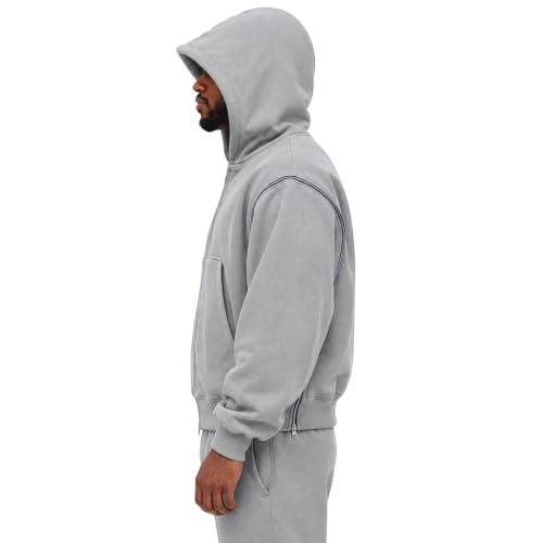 Oversized Hoodie Men Zip Up Sweatshirt Light Fleece Jackets Fall Outfits - image 5