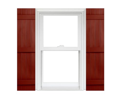 Polaris Homeside 4 Board and Batten Joined Vinyl Shutters (1 Pair) 14-1/2in. x 35in. - 051 Red