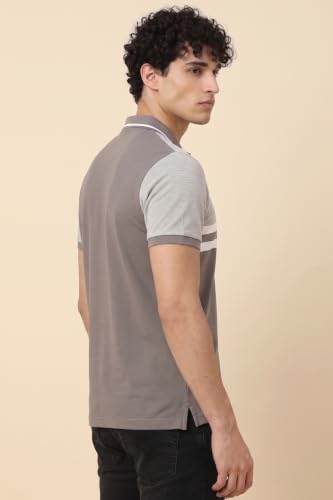 Image of Allen Solly Men's Polo T-Shirt | Polycotton Blend | Color-Block Design | Regular Fit | Smart Casual Wear