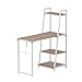 HOMCOM Schreibtisch klappbar mit 4 Tier Bücherregal, Computertisch, Bürotisch, E1 Spanplatte, Metallrahmen, Natur+Weiß, 106 x 48 x 128 cm