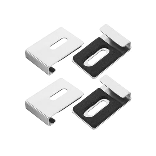 Image of Metal Mirror Holder Clip Set, 4 Pcs Mirror Holder Clip Secure Wall Mount Brackets for Frameless Bathroom Mirrors, Glass Panels, Shelves for Home, Office, or Gym Mirrors