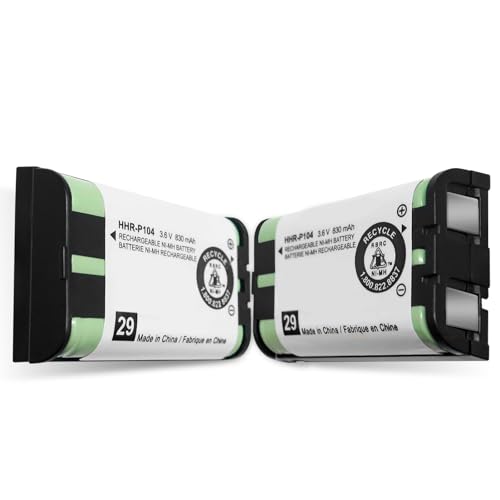 CUCESH 2 Pack HHR-P104 Rechargeable Phone Battery 3.6V 830mAh NI-MH Batteries for Panasonic Cordless Phones
