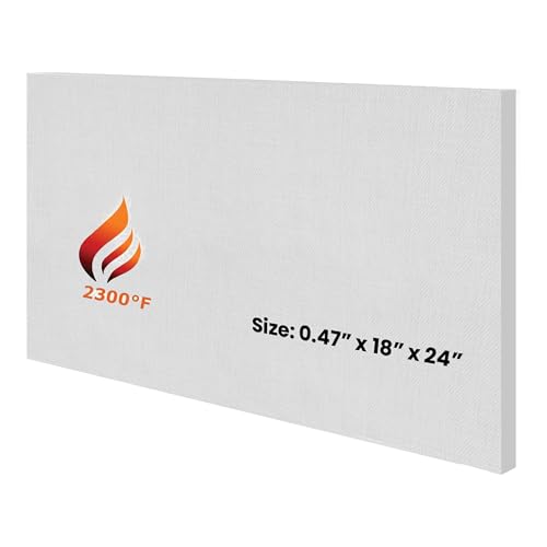 SIMOND STORE Ceramic Fiber Insulation Board - 2300F Rated 0.47 x 18 x 24 Fireproof Insulation Board for Wood Stoves Fireplaces Furnaces Forges Kilns Pizza Ovens Boilers Baffle Board
