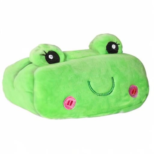 Image of HSYHERE Creative Cute Lovely Funny Happy Animals Bear Frog Face Fruit Strawberry Watermelon Soft Stuffed Surface Clothes Zipper Pencil Box Pencil Case Pencil Holder Pouch Pen Bag - Green Frog