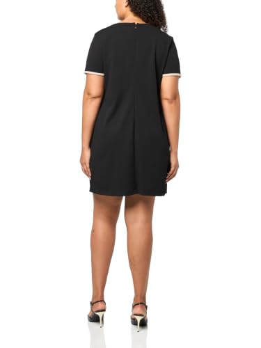 Image of Tommy Hilfiger Women's Short Sleeve Jewel Neck Contrast Piping Mini Shift Dress