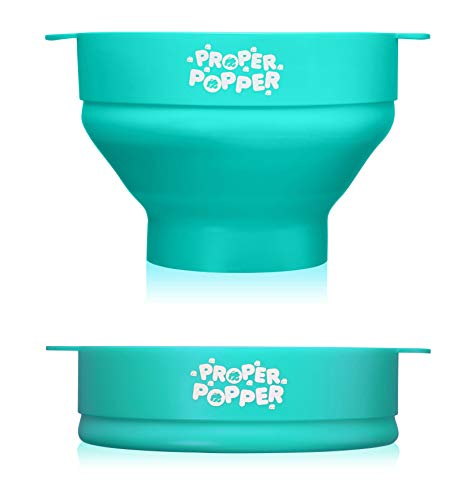 Image of The Original Proper Popper Microwave Popcorn Popper, Silicone Popcorn Maker, Collapsible Bowl BPA Free & Dishwasher Safe - (Aqua)
