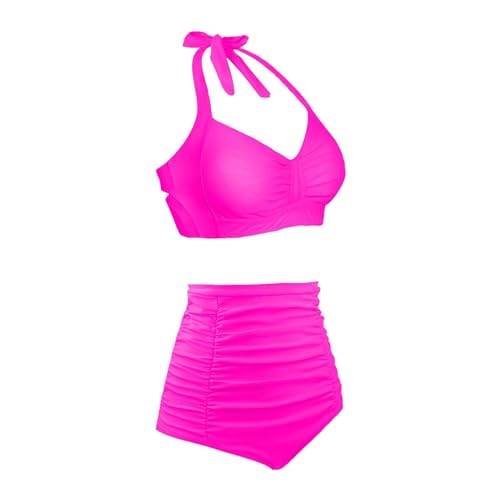 Bikini push-up taille haute pour sublimer vos formes complexes en rose vif - 4