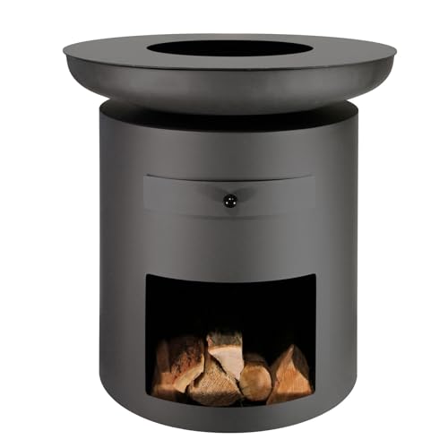 Buschbeck Plancha 'Sioux' mit Stahlring, grau, ca. Ø80 x H98 cm