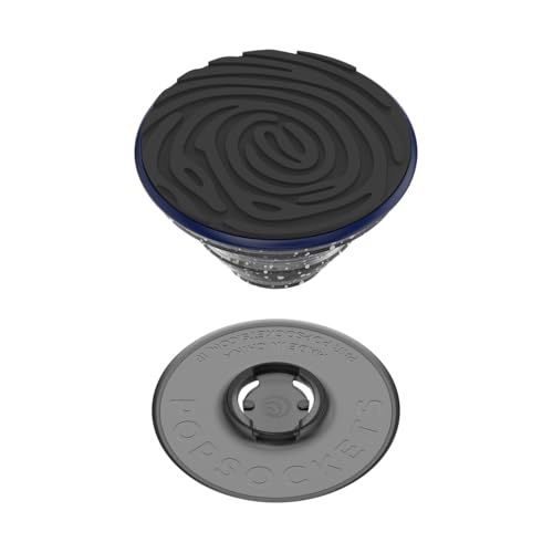 PopSockets Phone Grip with Expanding Kickstand, Adhesive Grip, Raised Fingerprint Design - Black Imprint