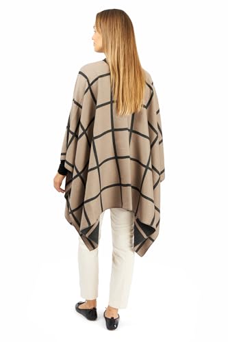 Image of Women's Shawl Wrap Poncho Ruana Cape Cardigan Sweater Open Front for Fall Winter Spring