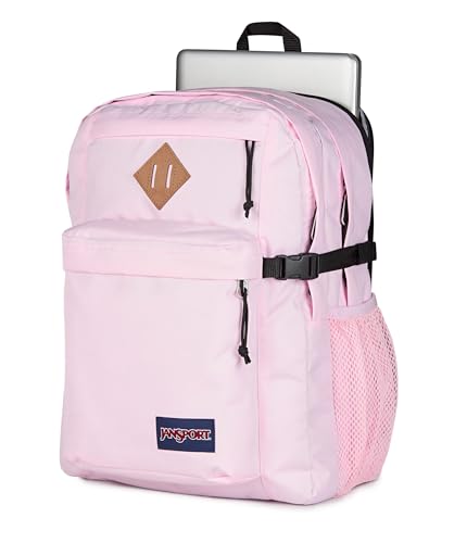 Image of JanSport Main Campus Backpack - Travel or Work backpack w 15-Inch Laptop Sleeve and Dual Water Bottle Pockets, Pink Ice