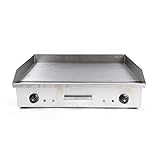 Griddleplatte BräTer Bratplatte Griddle Elektro Grillplatte Elektrisch Edelstahl Grill + 2 Thermostat Gastro Elektrische Teppanyaki Elektrogrill Gastronomie Bbq Kommerzieller Glatt Gastrogrill