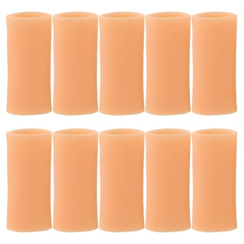 Healeved 5 Pairs Gel Finger Sleeve Protectors Finger Covers Silicone Finger Sleeve Cushions and Protects, Provide Relief for Finger Cracking, Blisters and Calluses Khaki