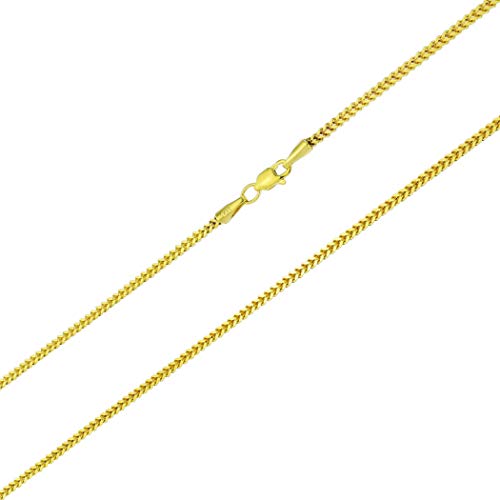 Nuragold 14k Yellow Gold 1.8mm Franco Wheat Spiga Foxtail Chain Pendant Necklace, Mens Womens Lobster Clasp 14" 16" 18" 20" 22" 24"