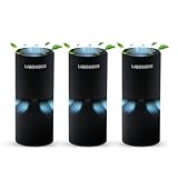 Lab Charge Small Ionic Air Purifier for Home & Bedroom – Silent HEPA Filter – Covers 250 Sq Ft - Free Cleaner for Pets, Hair, Smoke, Dust, Odors & Dander – Compact & Black Design - Pack of 3