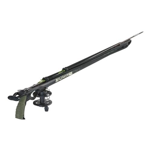 SALVIMAR Metal Speargun for Spearfishing - Underwater Hunting Spear Gun with Anodized Aluminum Barrel with Enclosed Track Double 14 mm Elastics Stainless Steel Release System 105