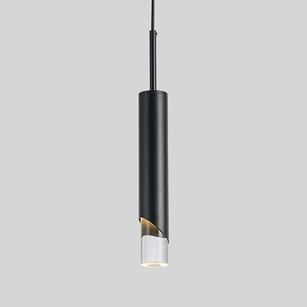 LYMSXAZOU Pendant Lights Fixture LED Tube Lamp 7W Long Hanging Light Adjustable Crystal Cap Chandelier Cylinder Decorate Kitchen Bedroom Living Room