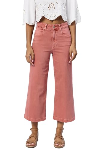 DEAR JOHN Audrey Women's Wide Leg Jeans High Rise Cropped Ankle Inseam Color Denim Classic Fit - Size: 27 - Terracotta